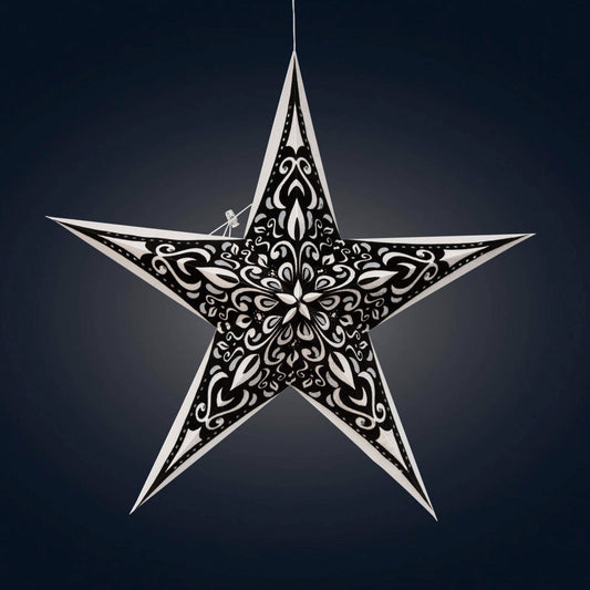 Narna 5 Point 24" Black/Pearl Paper Star Lantern Light