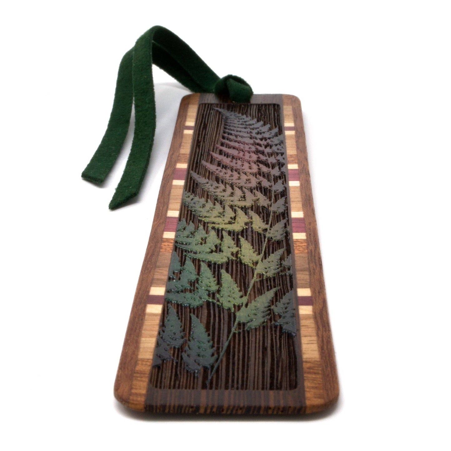 Sword Fern Engraved with added Color Wood Bookmark