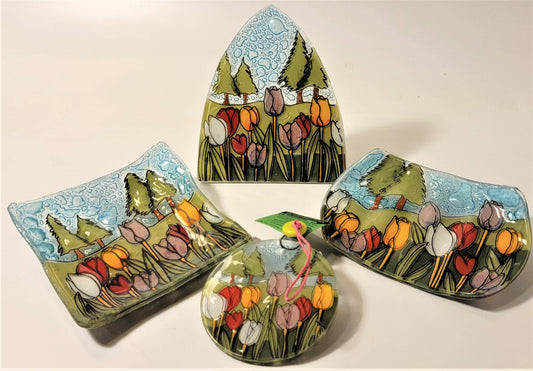 Tulips Flower Small Glass Plate
