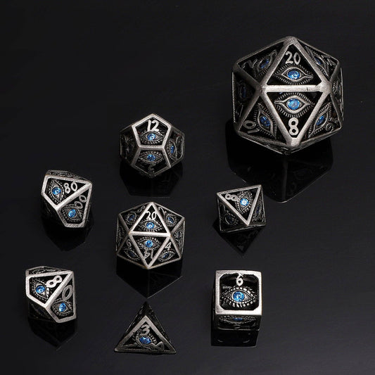 MINI Dragon's Eye Hollow Metal Dice Set - Aqua Blue