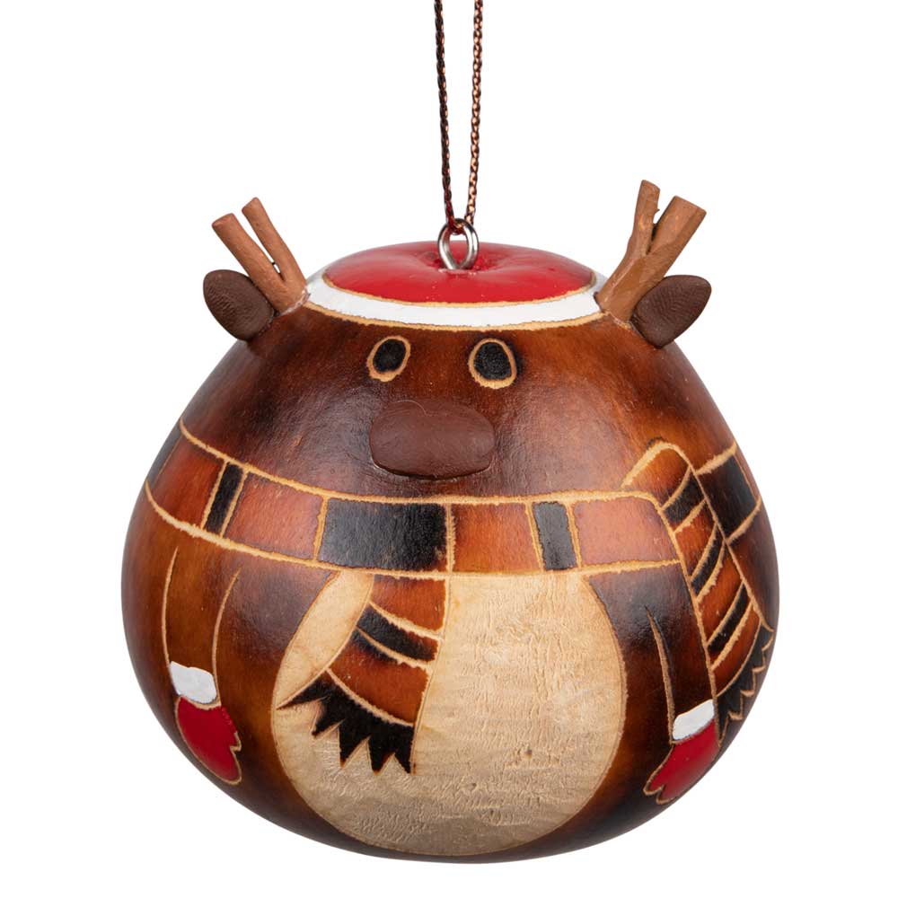 Christmas Hat Reindeer Gourd Ornament