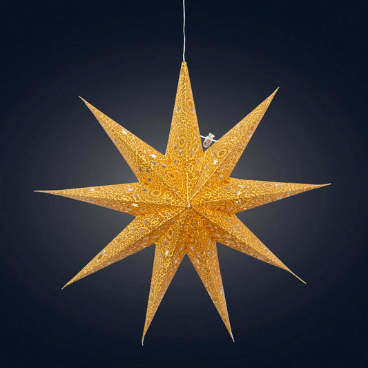 Hrím Star 9-Point 16" Gold with Gold Glitter – Paper Star Lantern