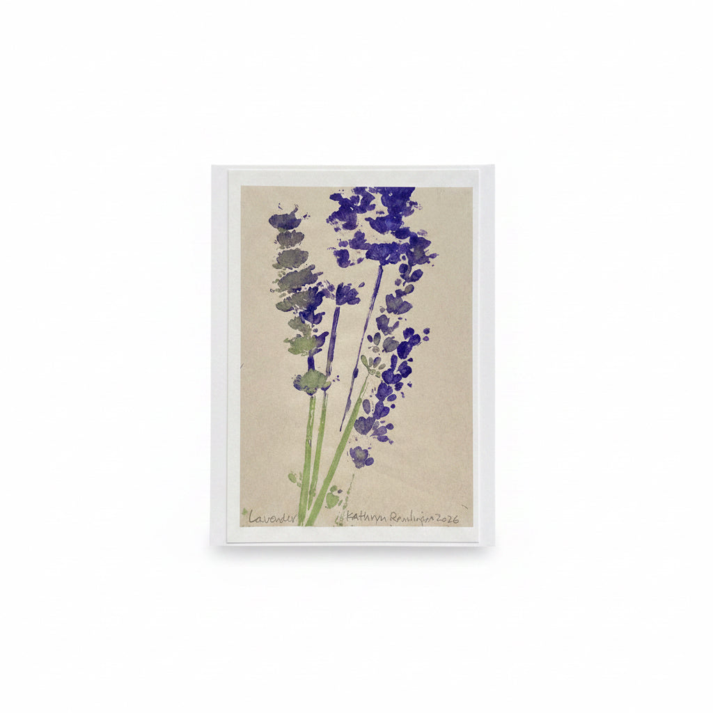 Card, Lavender, Hand-pressed Botanical Print