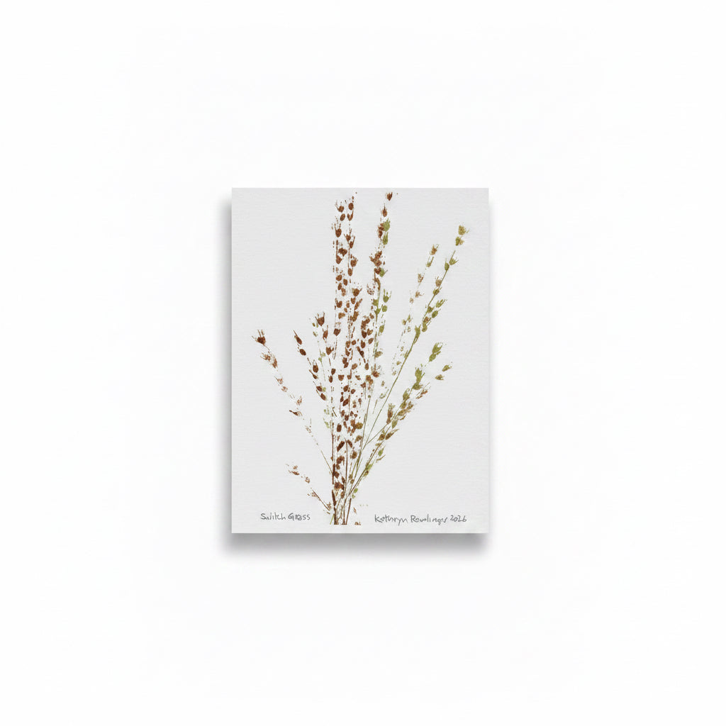 Card, Switch Grass, MI Native, Hand-pressed Botanical Print