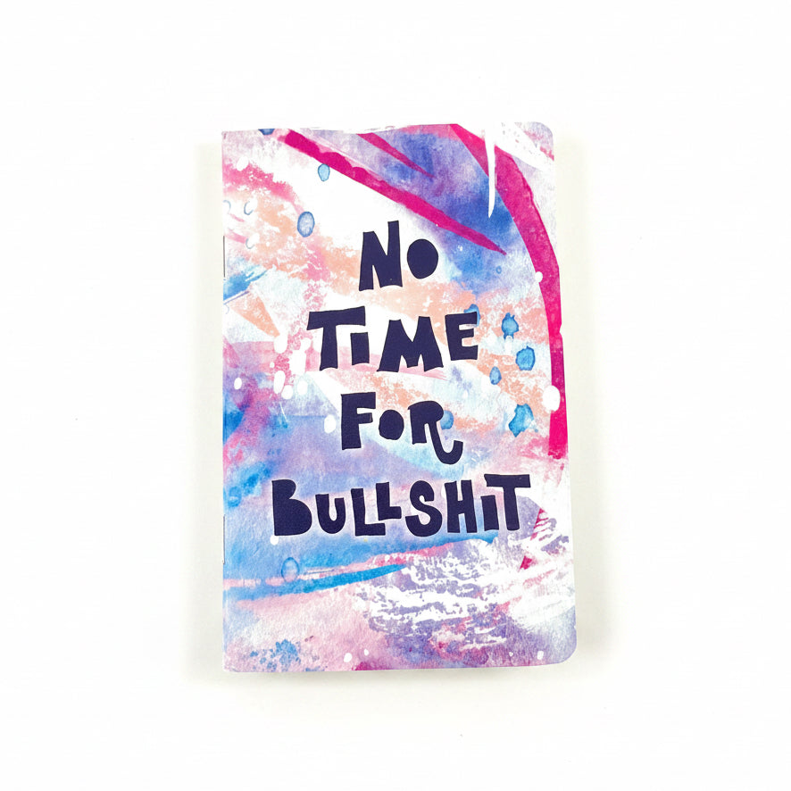 'No Time For Bullshit' brightly colored paper pocket journal