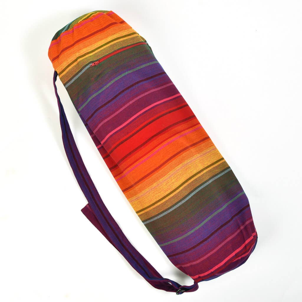 Hand Woven Yoga Mat Bags: Bright Rainbow