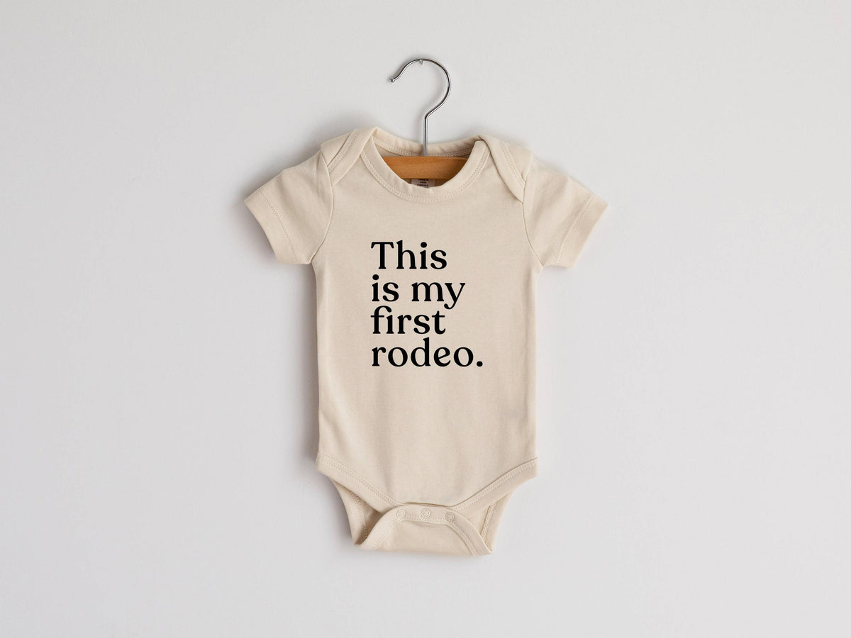 This Is My First Rodeo Organic Baby Bodysuit • Cream: 0-3 Months / Long Sleeve