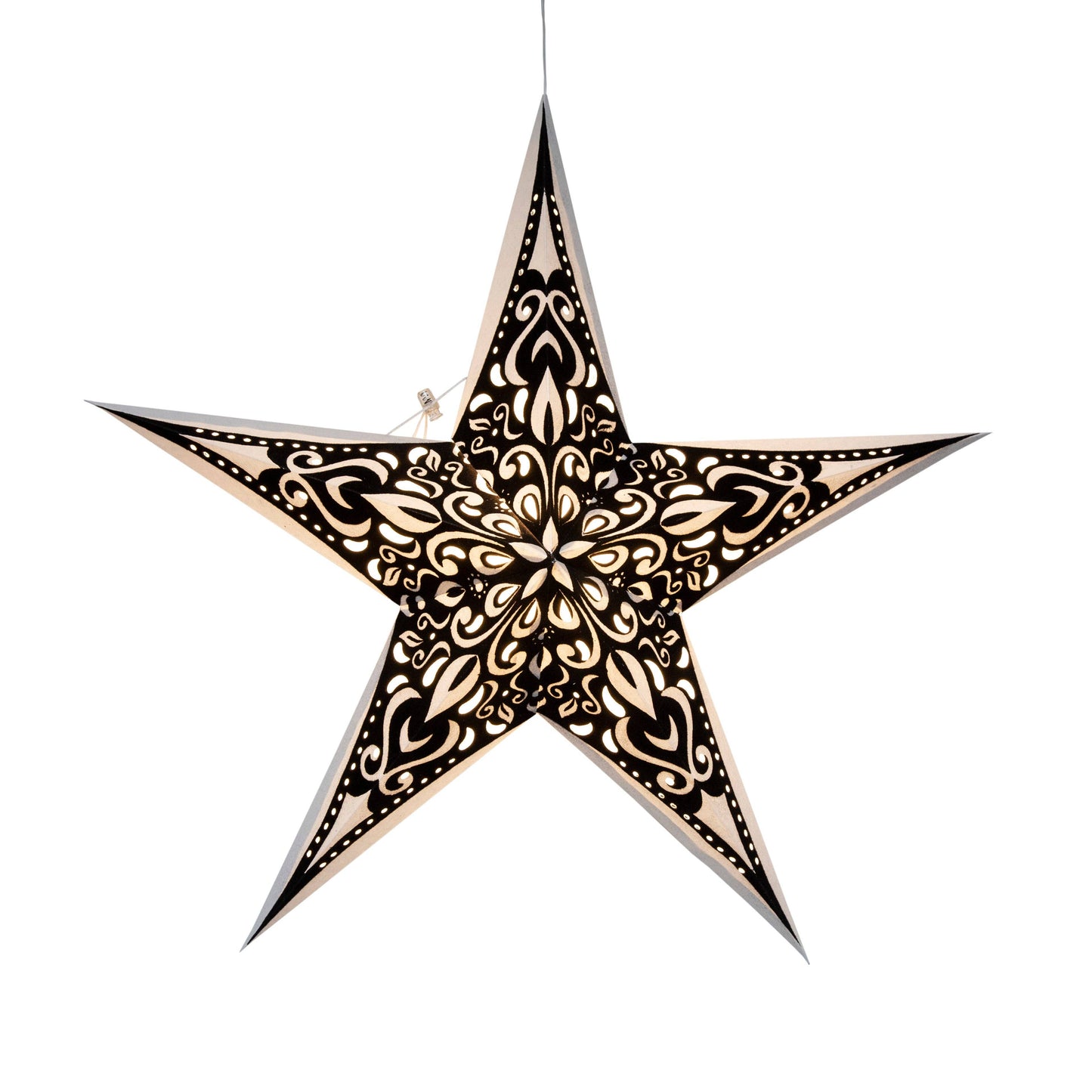 Narna 5 Point 24" Black/Pearl Paper Star Lantern Light