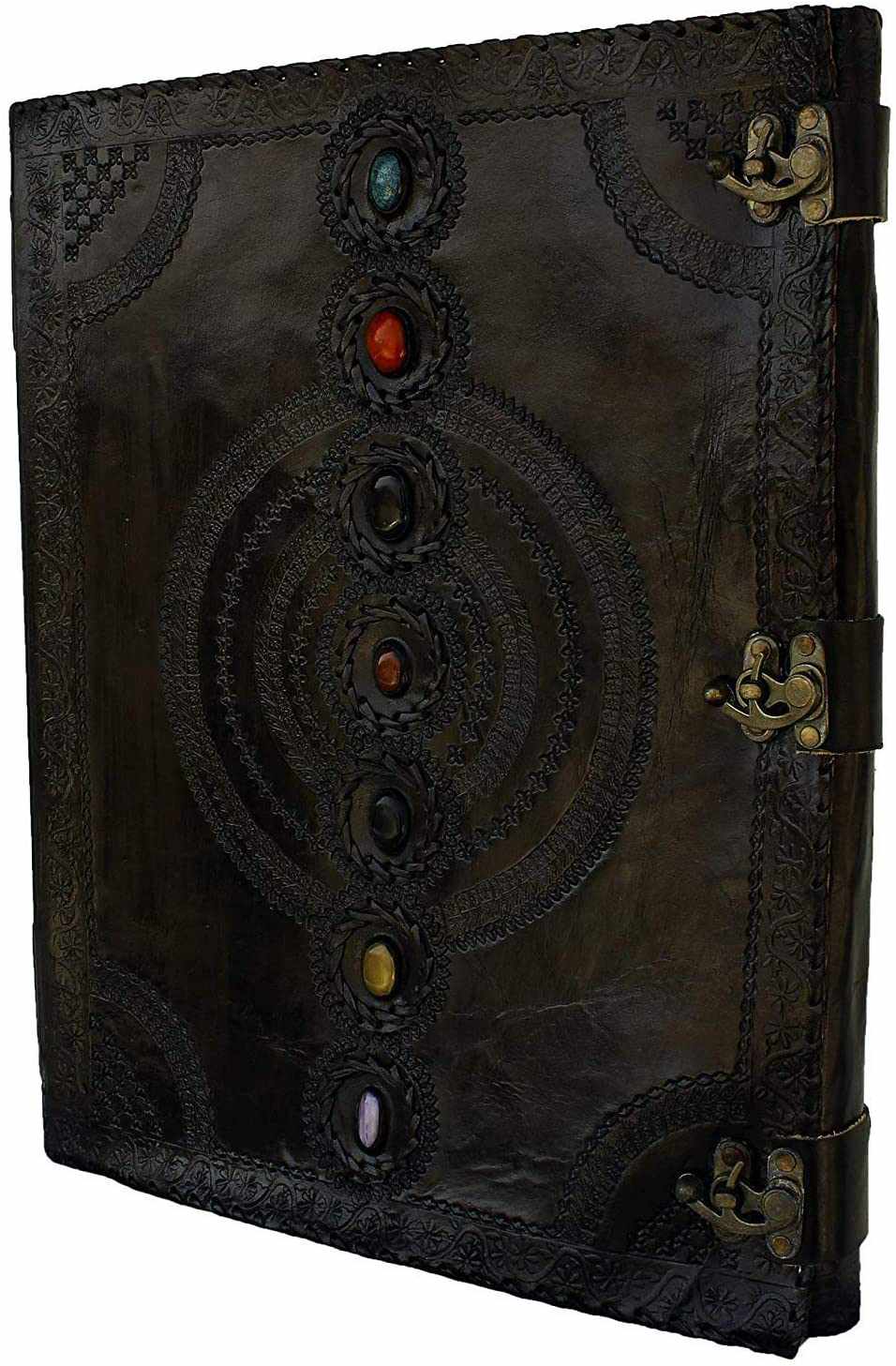 Chakra Stone Embossed Handmade Jumbo Leather Journal