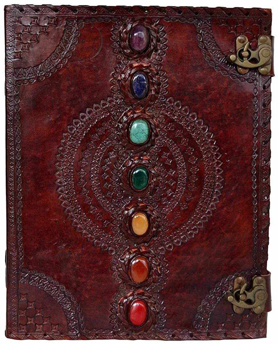 Chakra Stone Embossed Handmade Jumbo Leather Journal