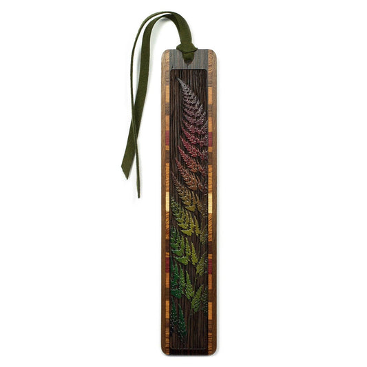 Sword Fern Engraved with added Color Wood Bookmark