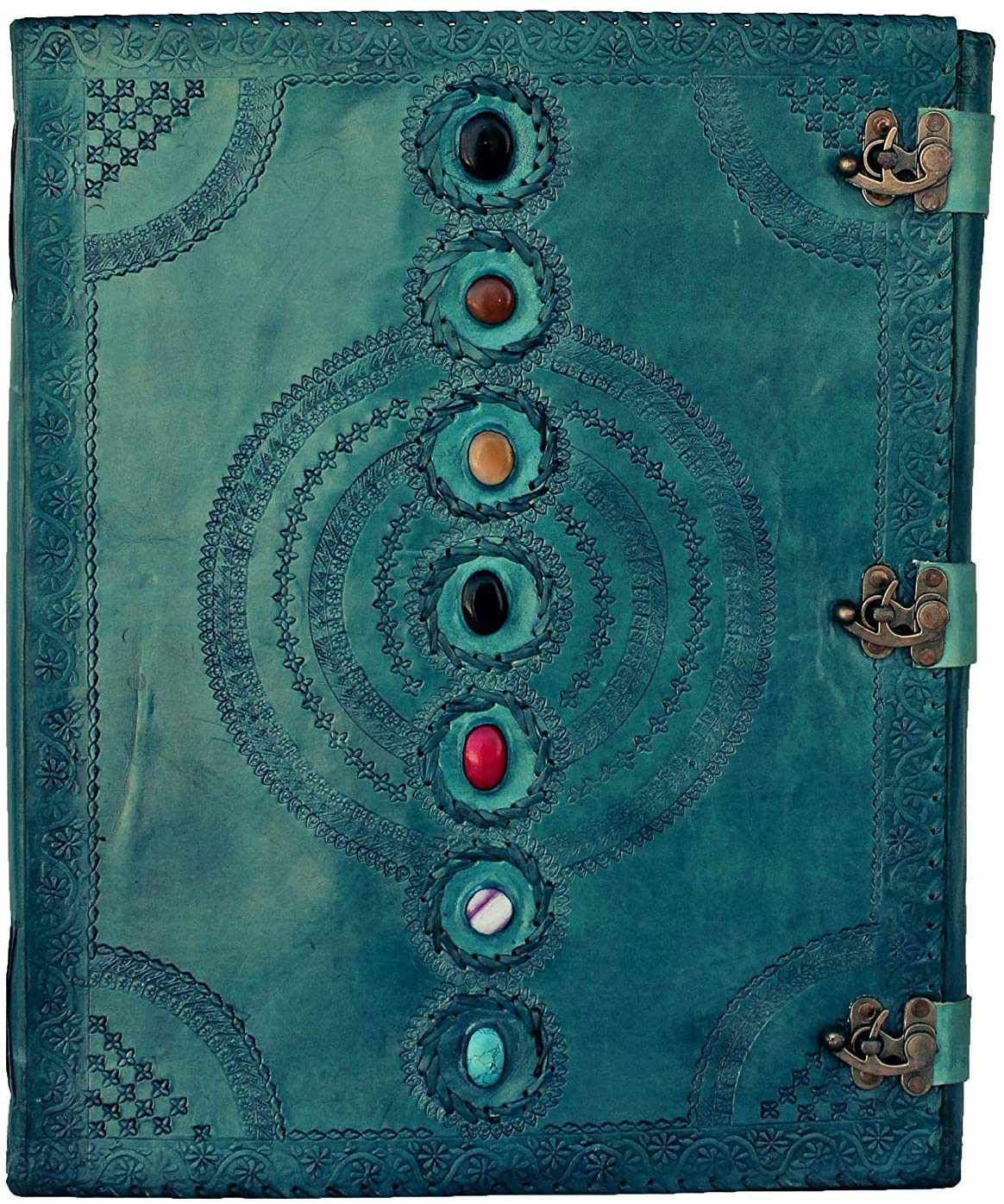 Chakra Stone Embossed Handmade Jumbo Leather Journal