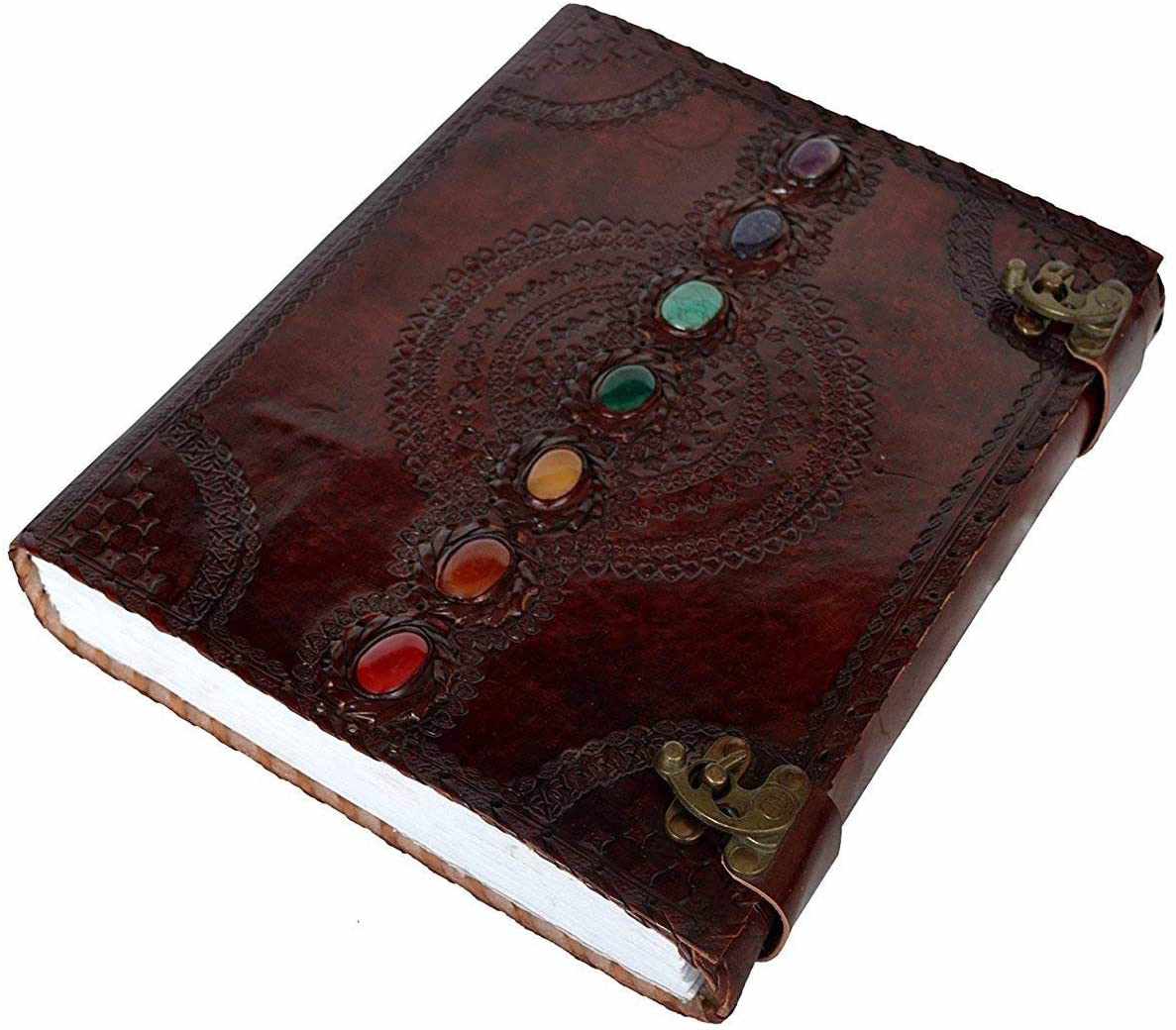 Chakra Stone Embossed Handmade Jumbo Leather Journal