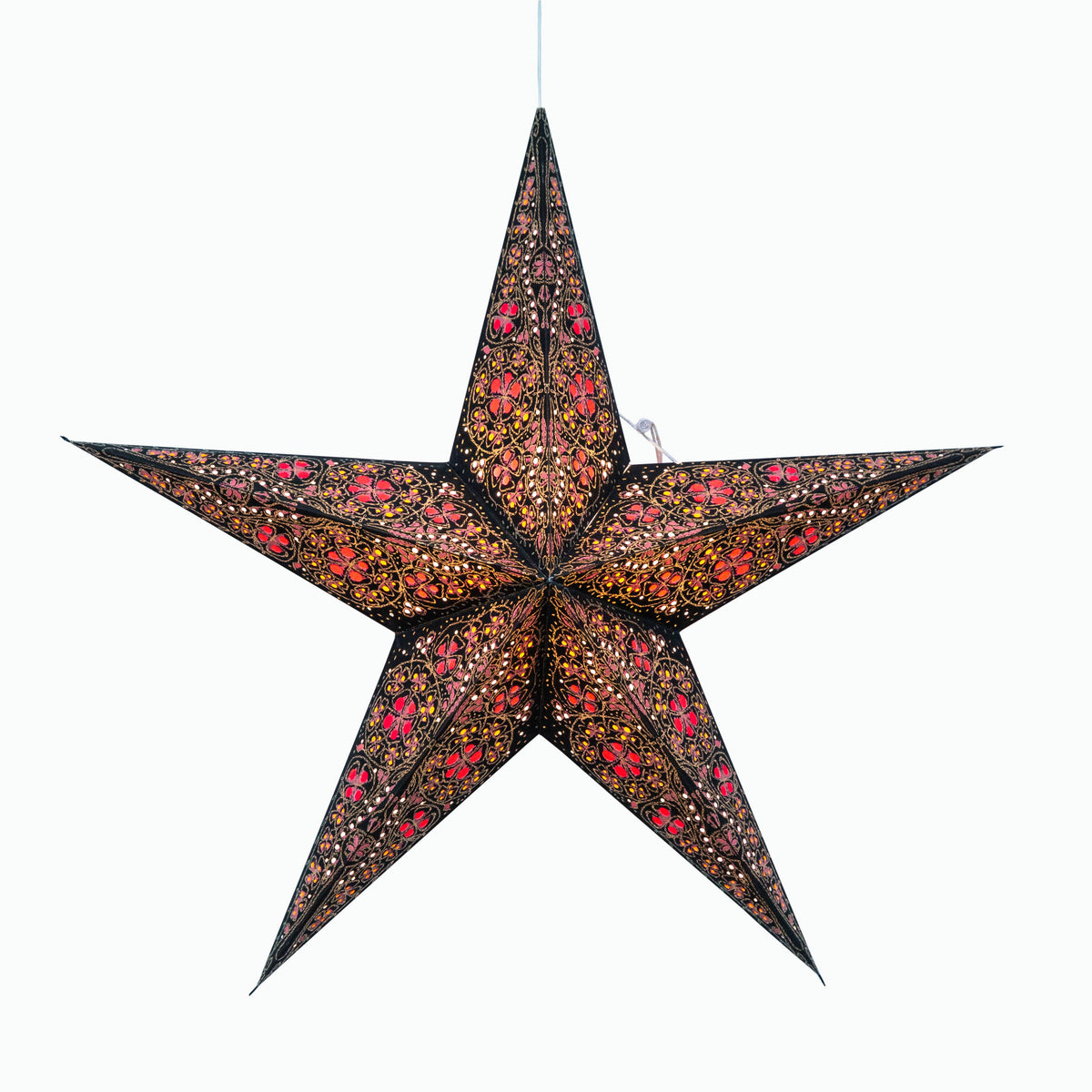 Cathedral ~5 P, 24&quot;, Black/Pink Paper Star Lantern Light