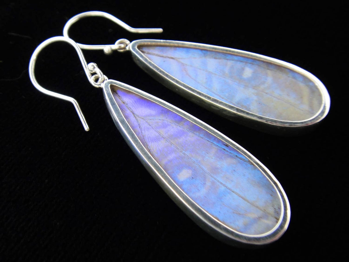 Shimmerwings &quot;Pearl Blue&quot; Butterfly Long Drop Earrings