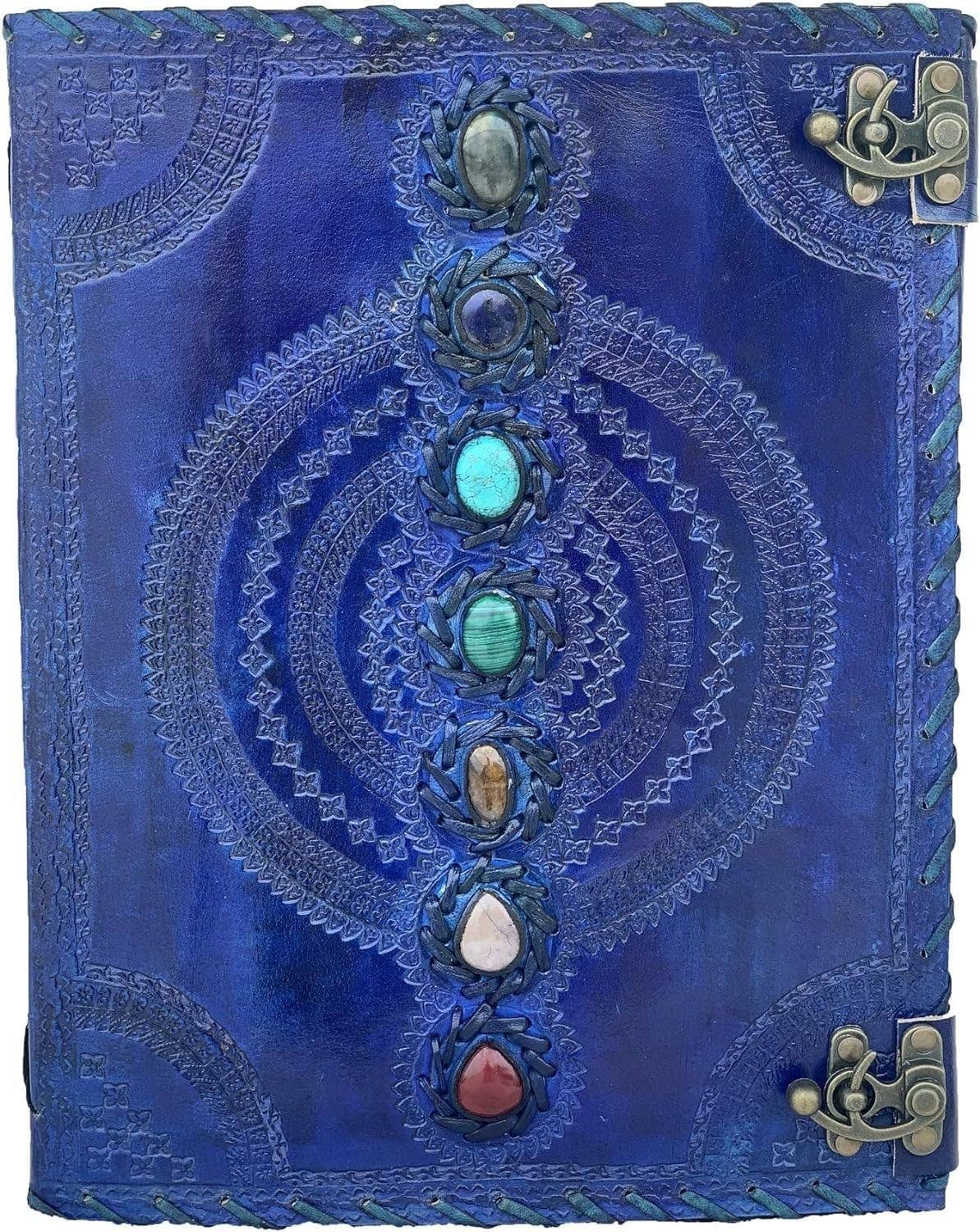Chakra Stone Embossed Handmade Jumbo Leather Journal