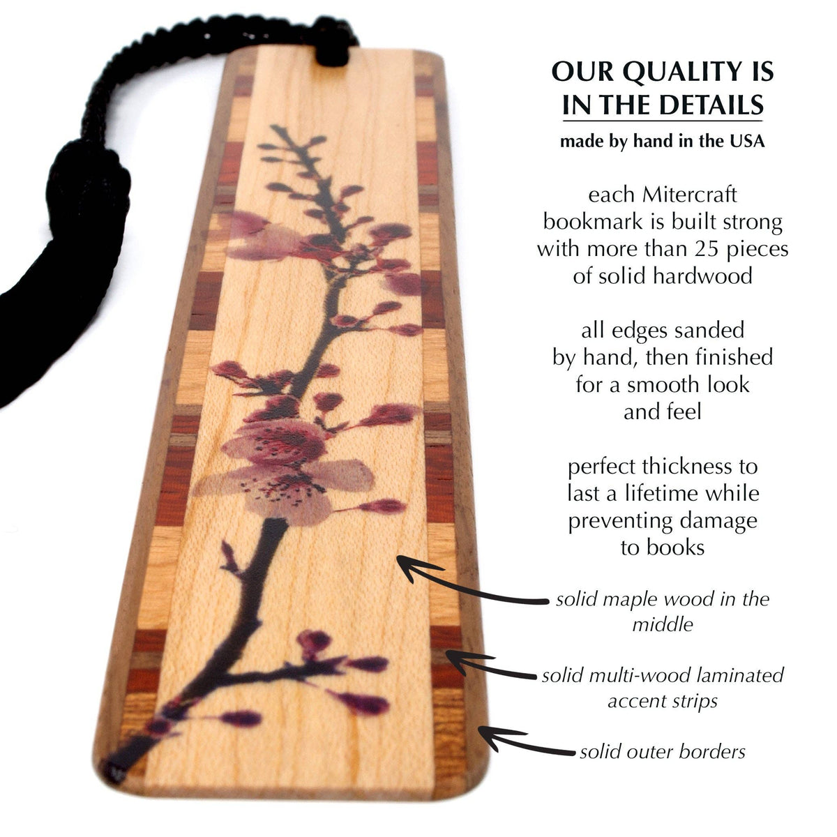 Cherry Blossom Japanese Sakura Wooden Bookmark