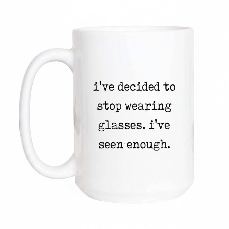 White mug with humorous text on a white background