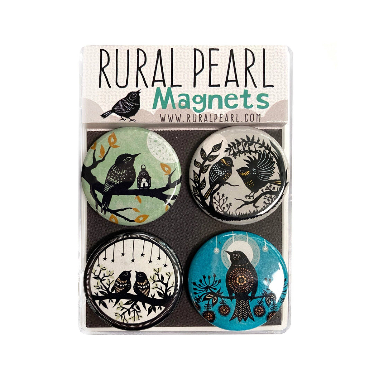 Night Birds Magnets - Set of 4 - 1.25 inch Magnets