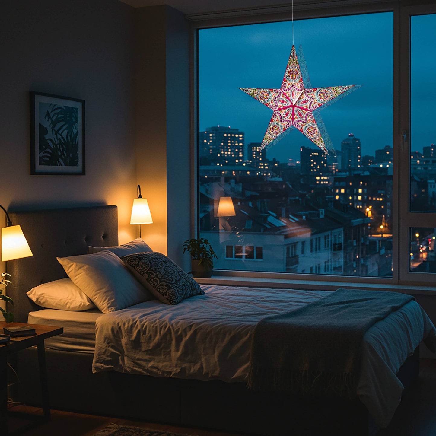 Dolores 5 Point 24" Purple  Paper Star Lantern Light