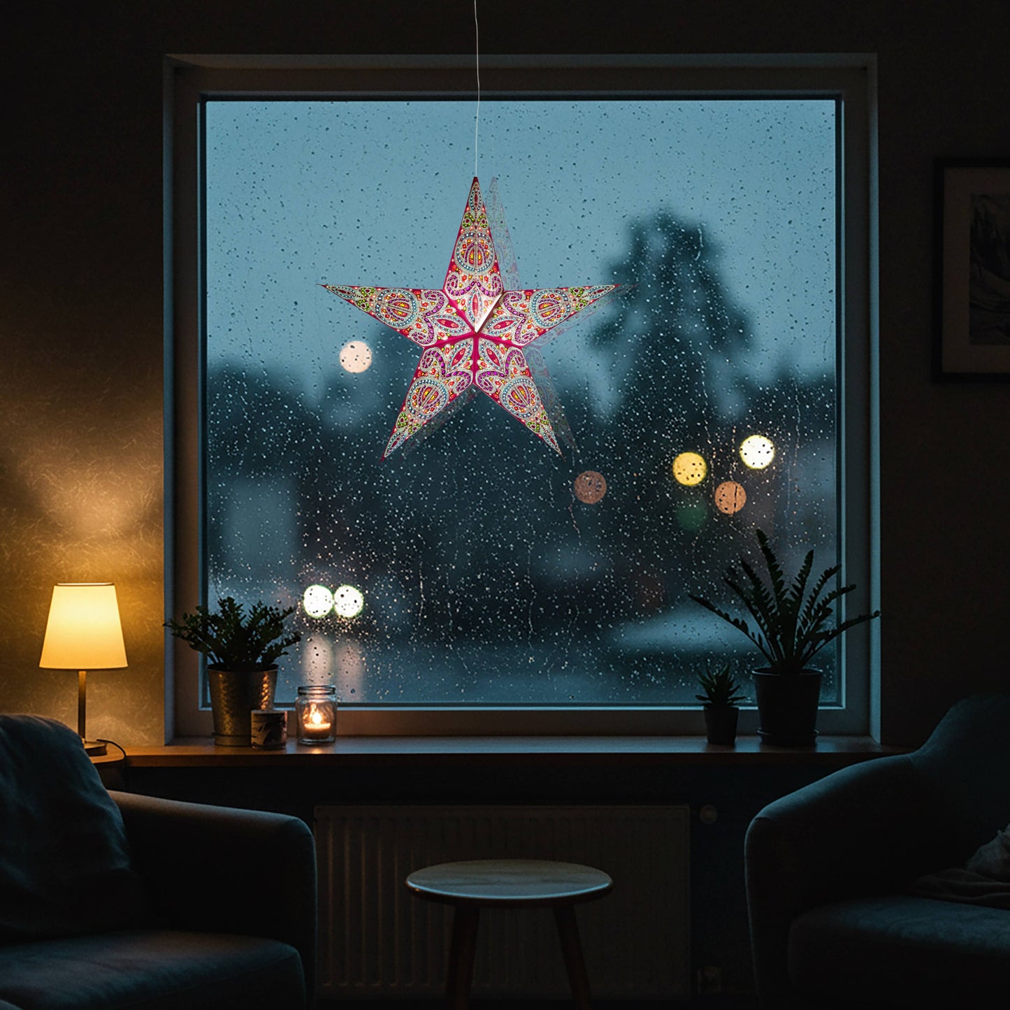 Dolores 5 Point 24" Purple  Paper Star Lantern Light