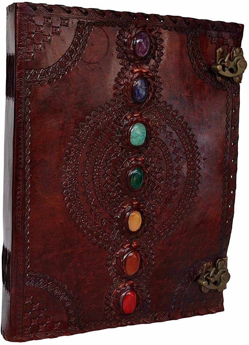Chakra Stone Embossed Handmade Jumbo Leather Journal