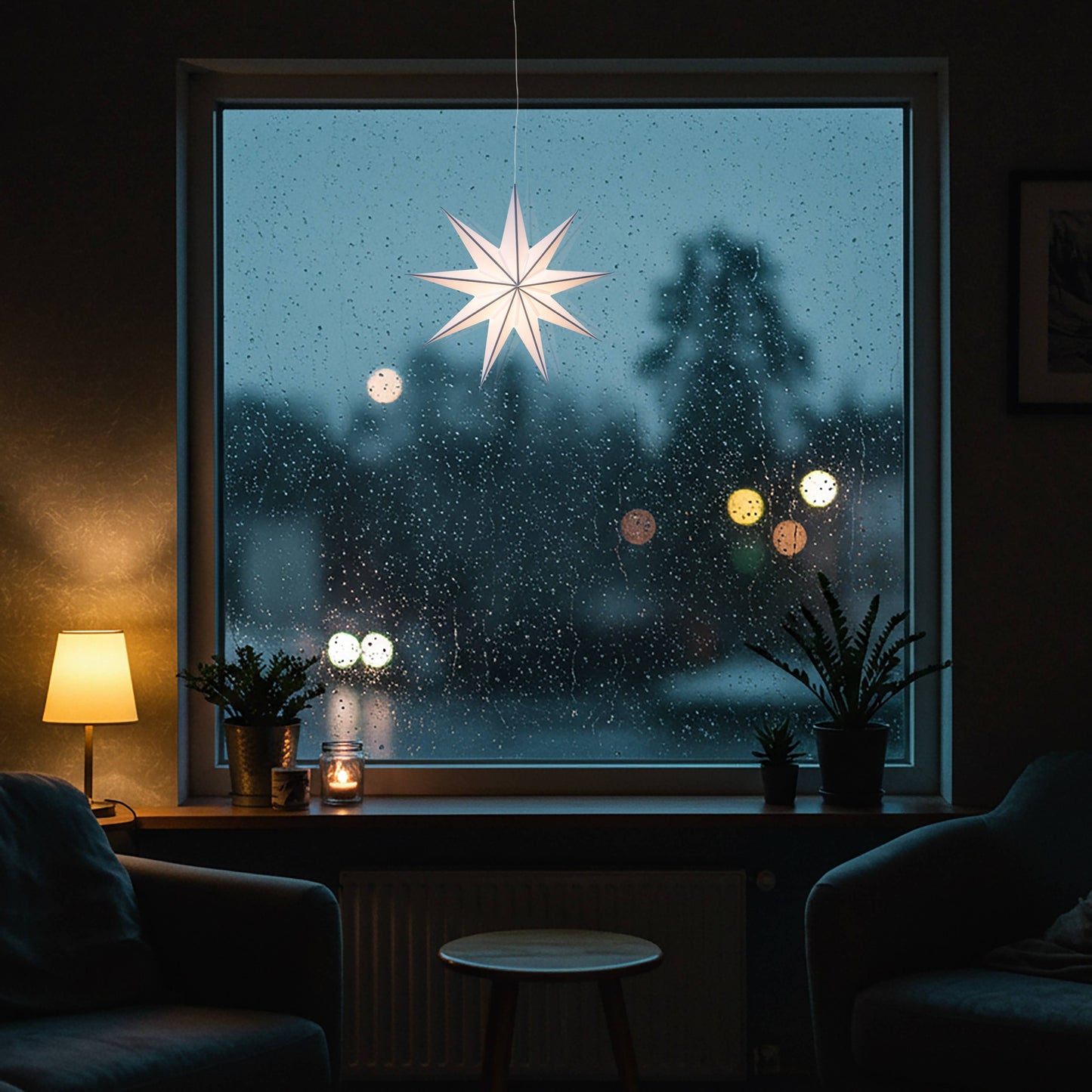 Cynosure 9 Point 18" white / grey Paper Star Lantern Light
