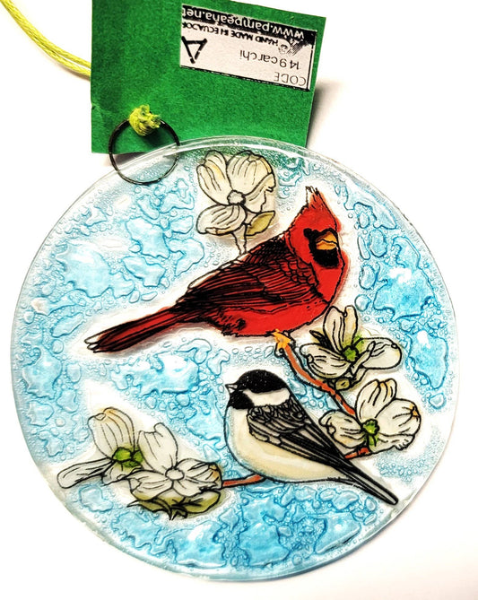 Cardinal With Chickadee Ornament