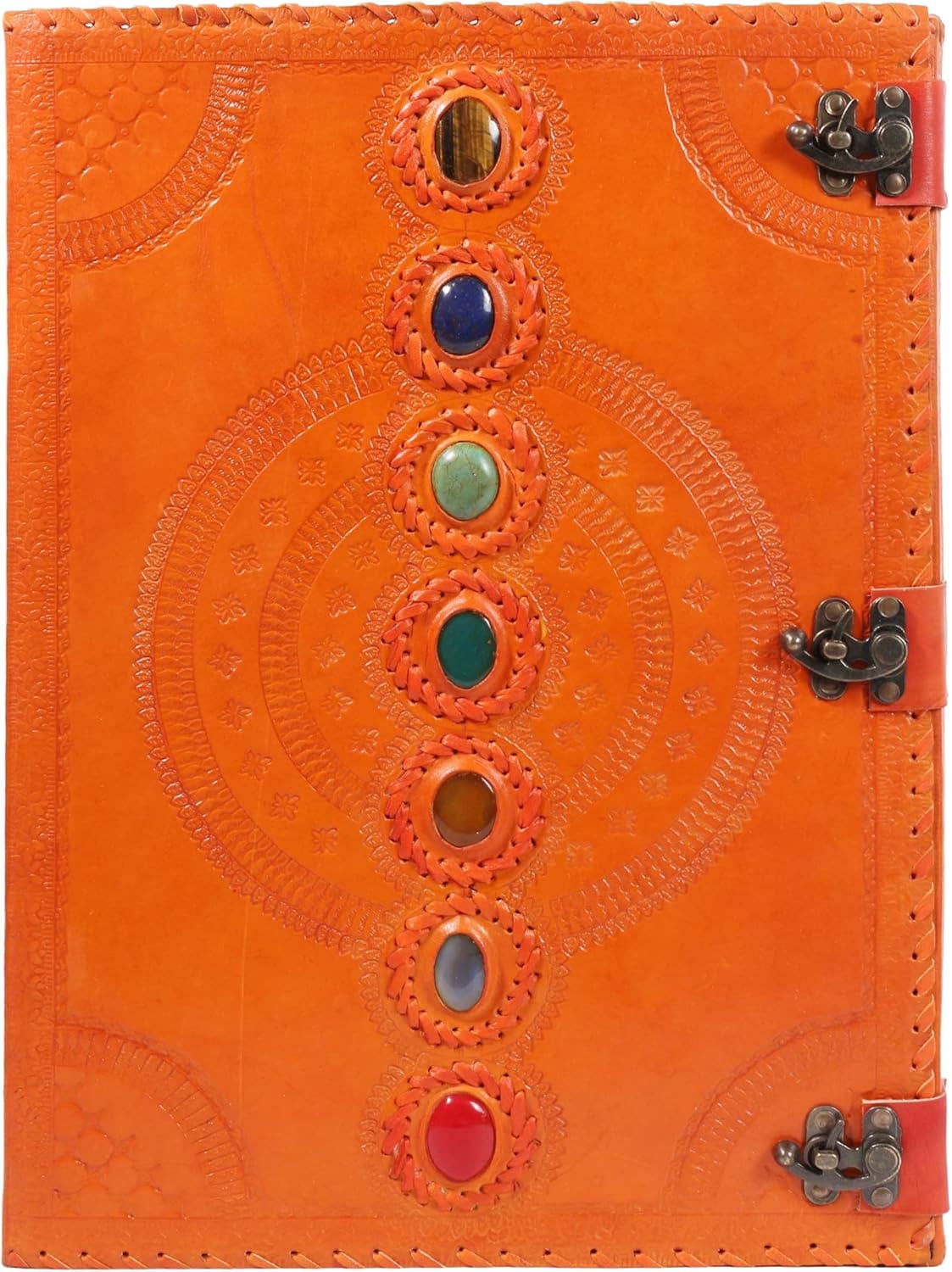 Chakra Stone Embossed Handmade Jumbo Leather Journal