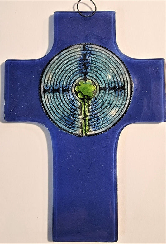 Blue Labyrinth Cross