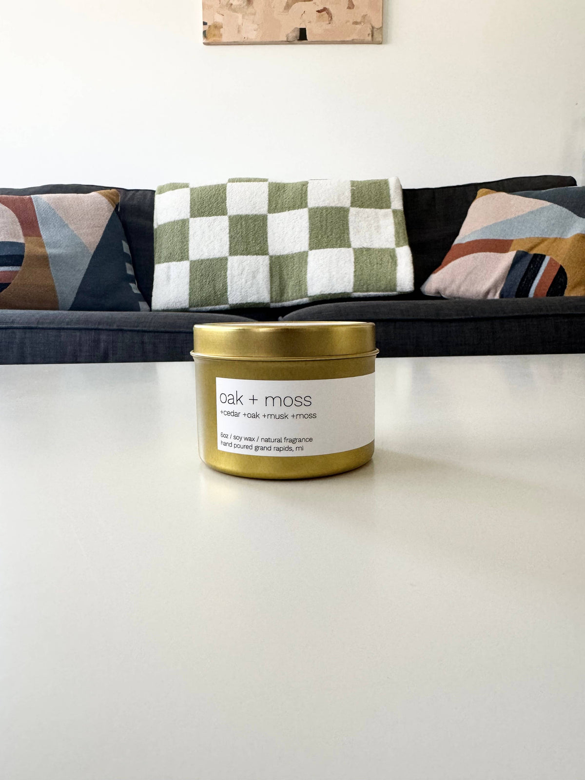 Oak + Moss 6oz Gold Tin Candle