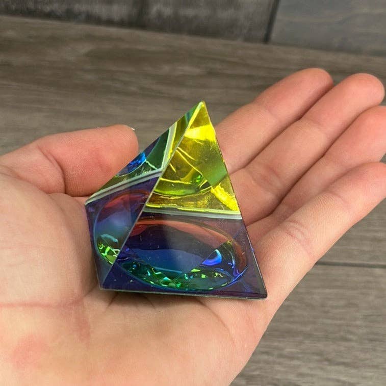 Glass AB Rainbow Pyramid SilverFire Gallery Gifts