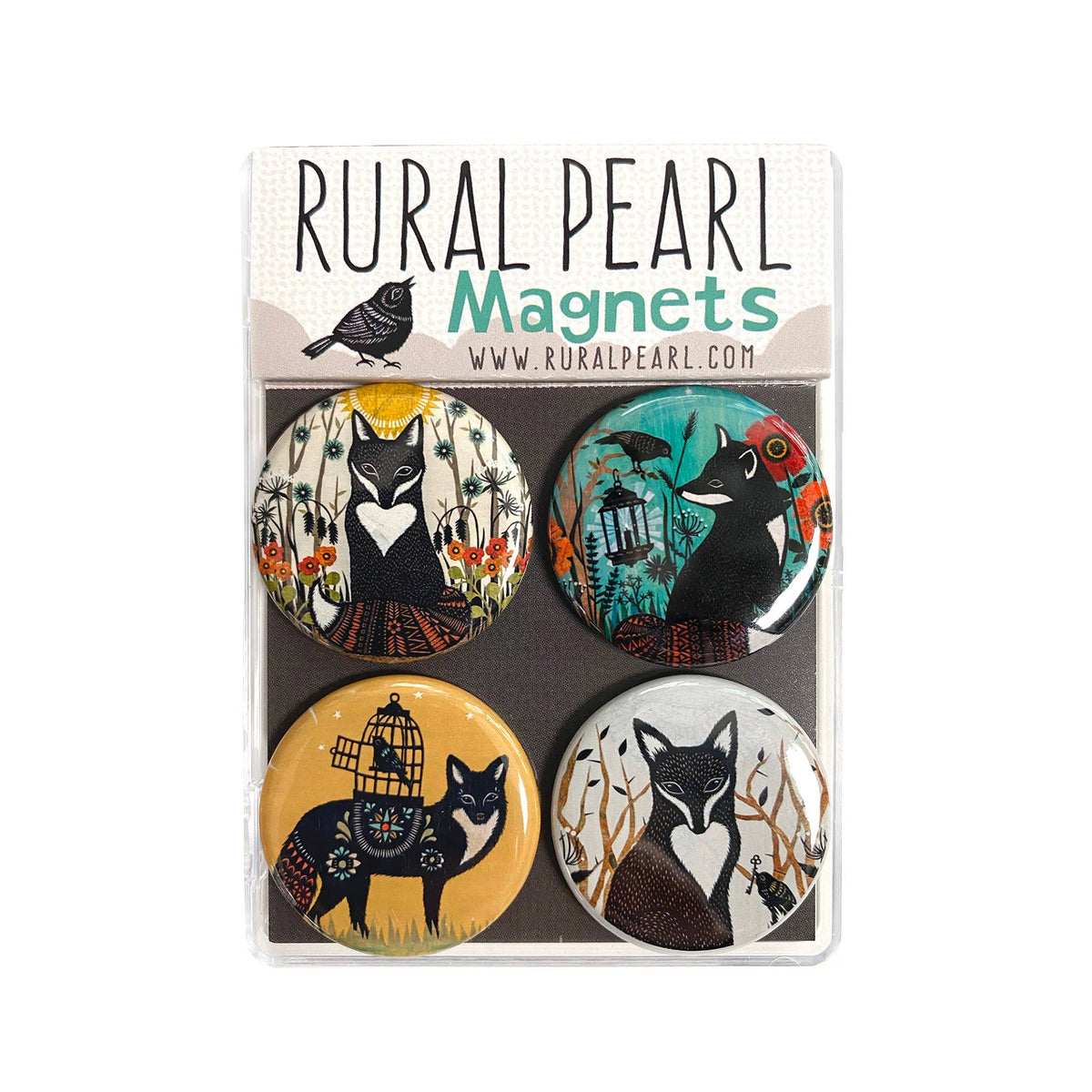 Fox #2 Magnets - Set of 4 - 1.25 inch Magnets