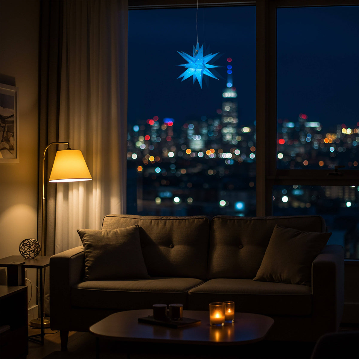 Moravian Mini Star 7" Azure Needle Punch - Paper Lantern