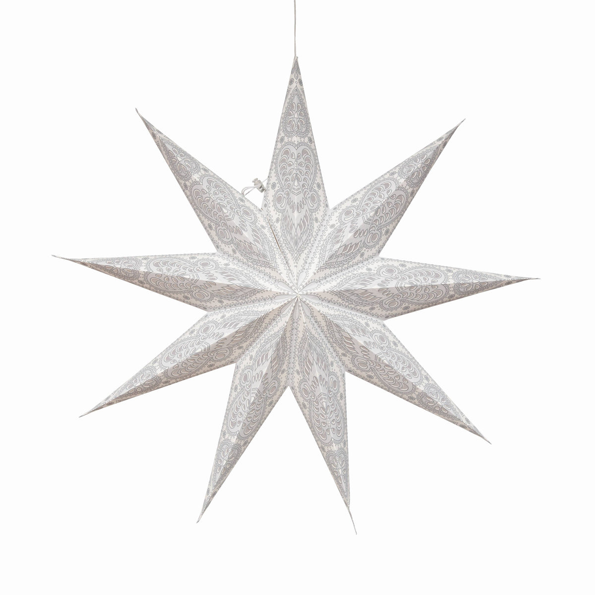 Phoenix ~ 9P, 25&quot; White / Gray Paper Star Lantern Light