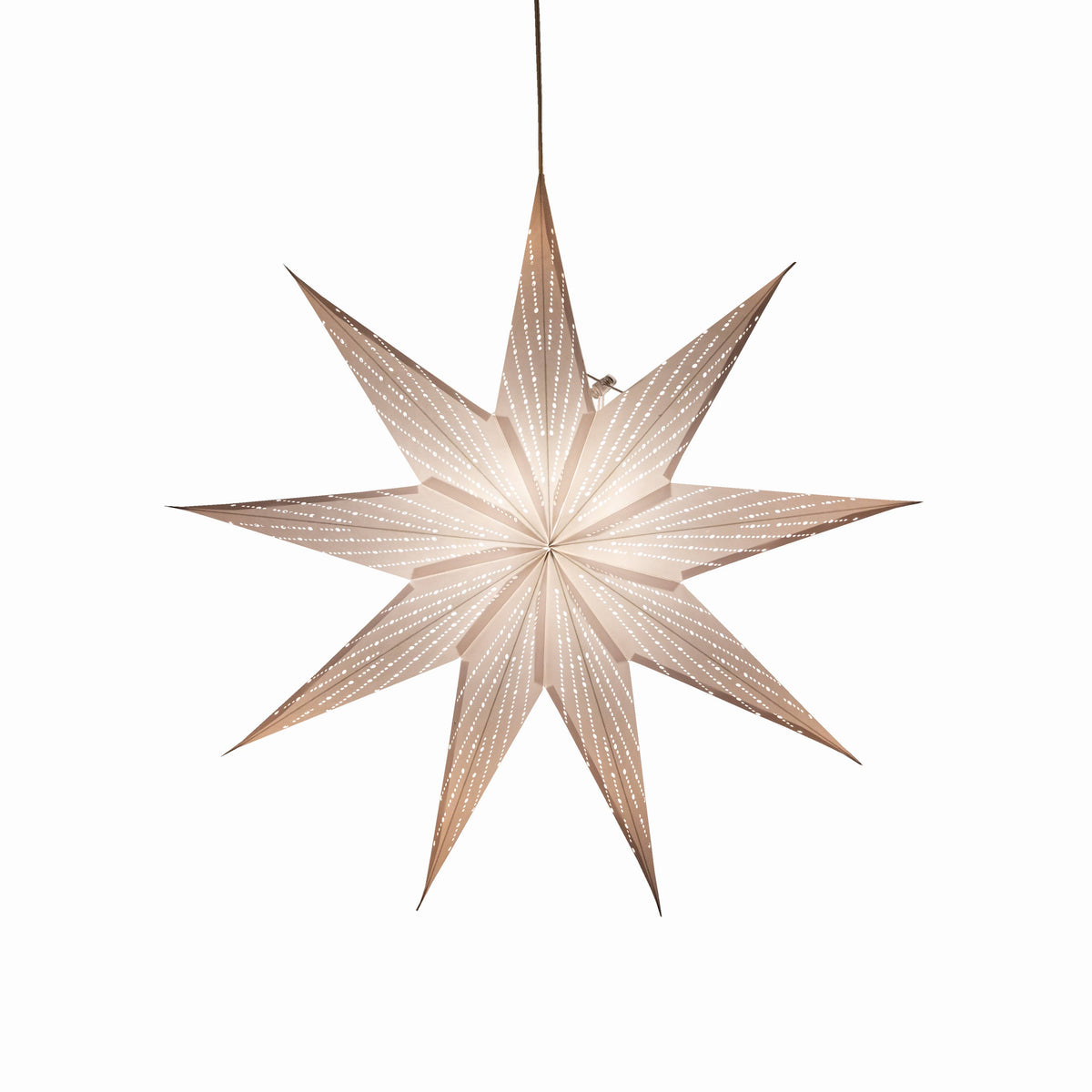 Dottie White Paper Star Lantern Light, ~  9 Pointer, 18inch,