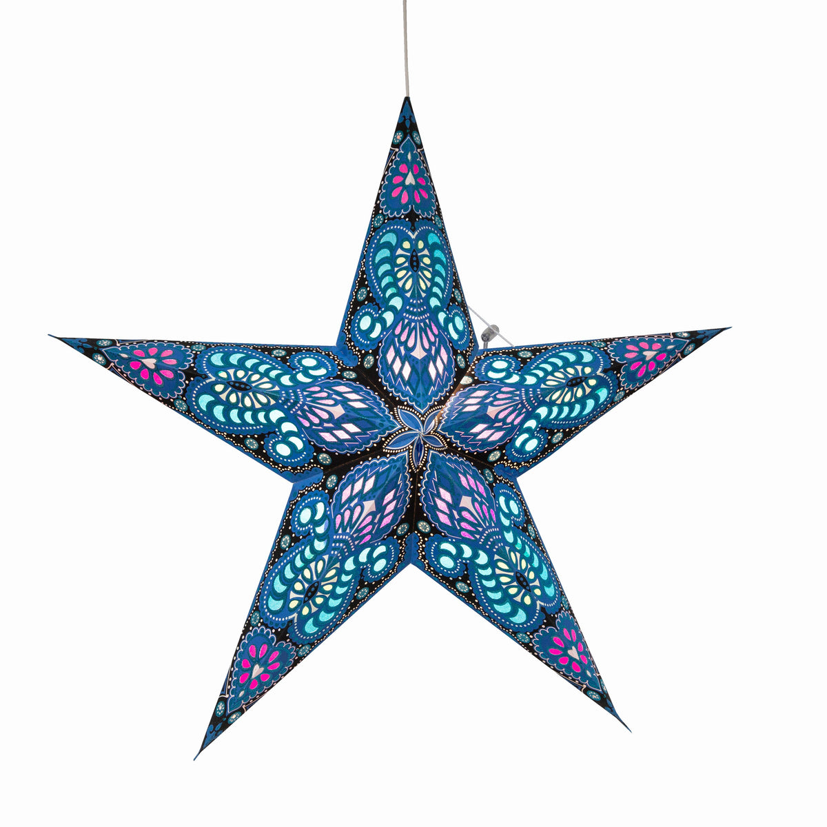 Phoenix ~ 5  Pointer, 24 inch, Blue Paper Star Lantern Light