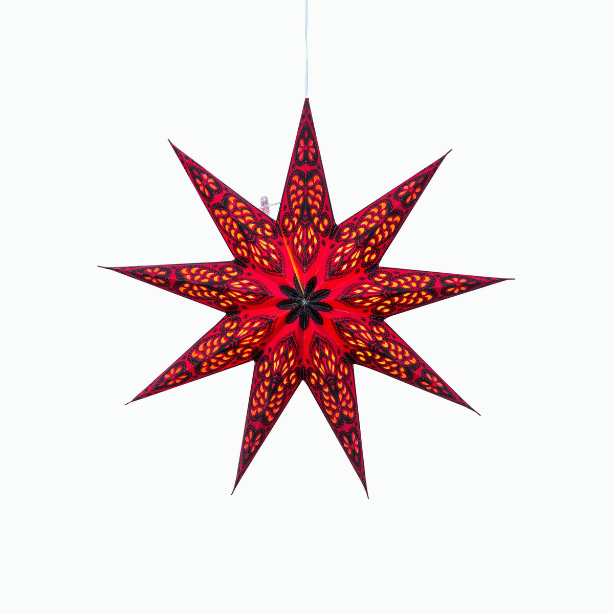 Phoenix ~ 9 Pointer, 17 inch, Red Paper Star Lantern Light