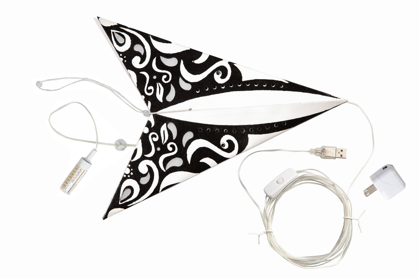Narna 5 Point 24" Black/Pearl Paper Star Lantern Light