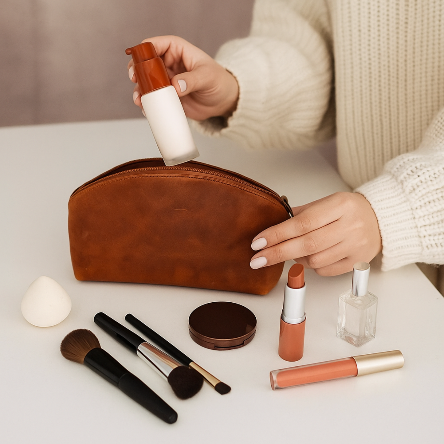 Leather Makeup Bag