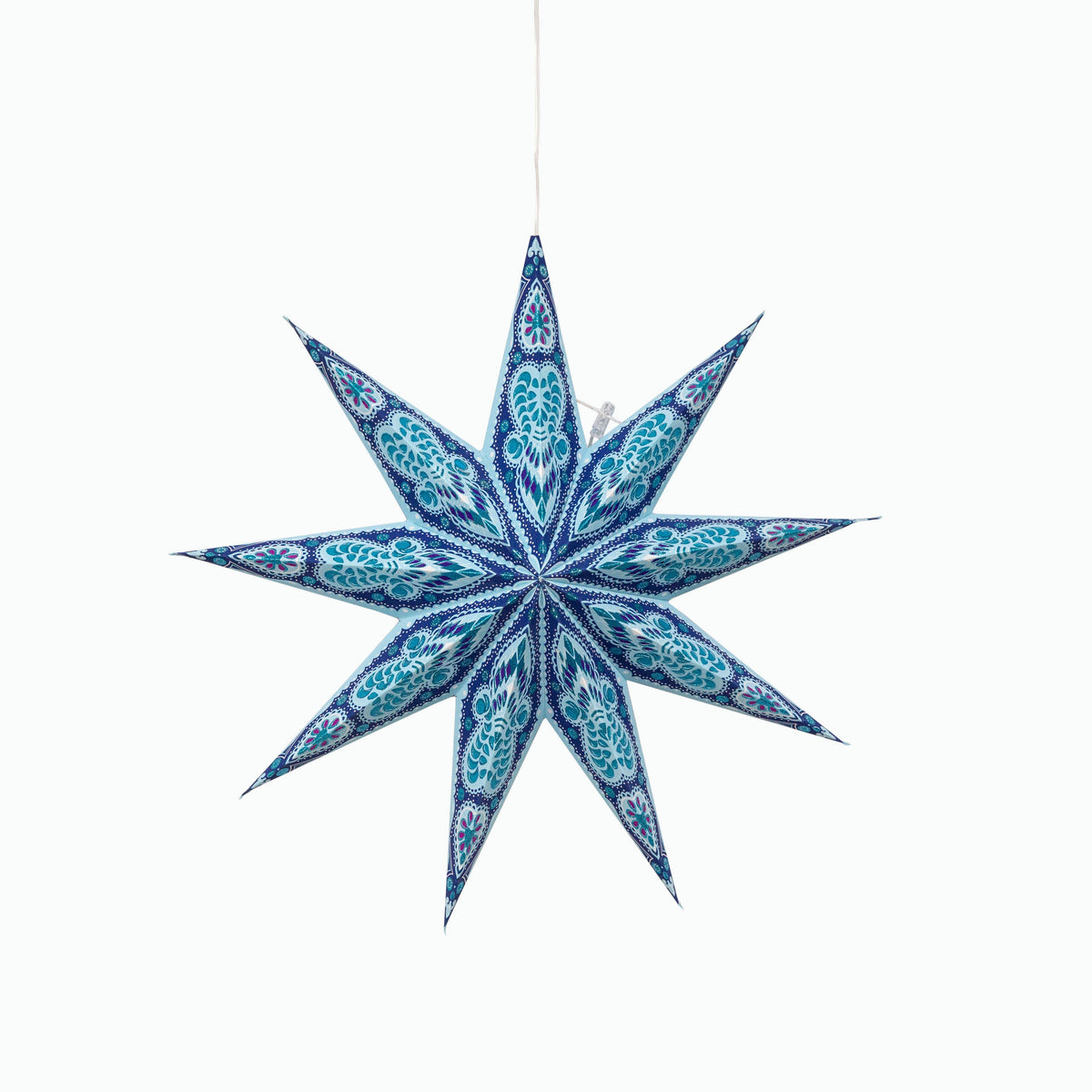 Phoenix ~ 9 Pointer, 17&quot;, Turquoise Paper Star Lantern Light