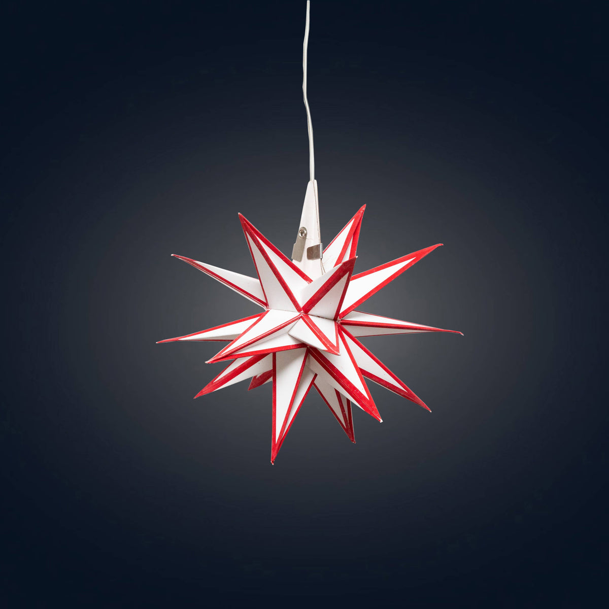 Moravian Mini Star White /Red Paper Star Lantern Light, ~ 7&quot;
