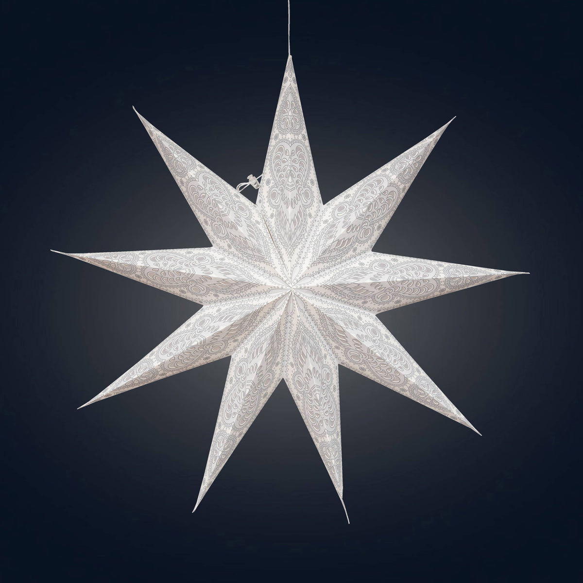Phoenix ~ 9P, 25&quot; White / Gray Paper Star Lantern Light