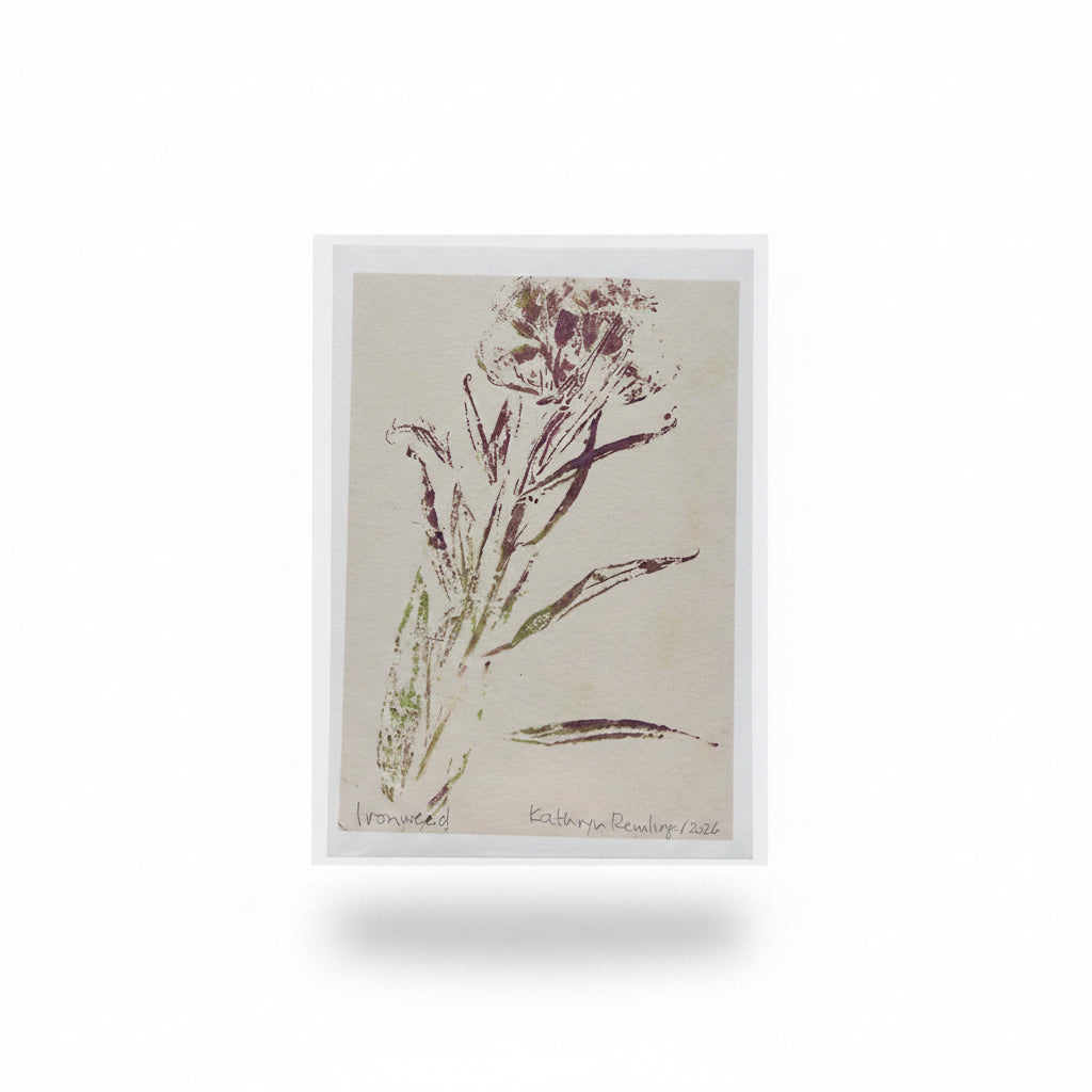 Card, Ironweed, MI Native Plant, Hand-pressed Botanical Print