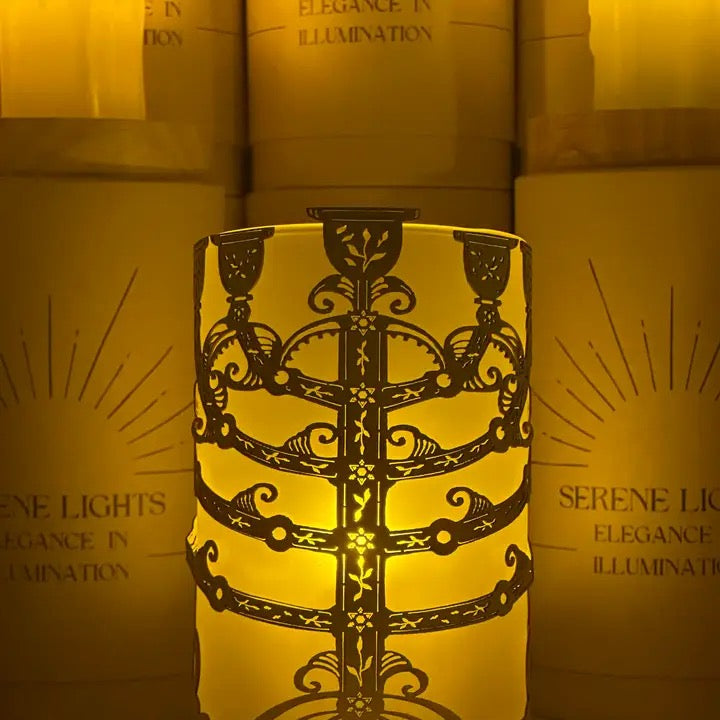 Menorah Candle Holder, Rechargeable LED Candle