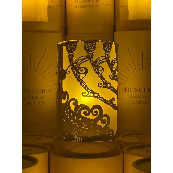 Menorah Candle Holder, Rechargeable LED Candle