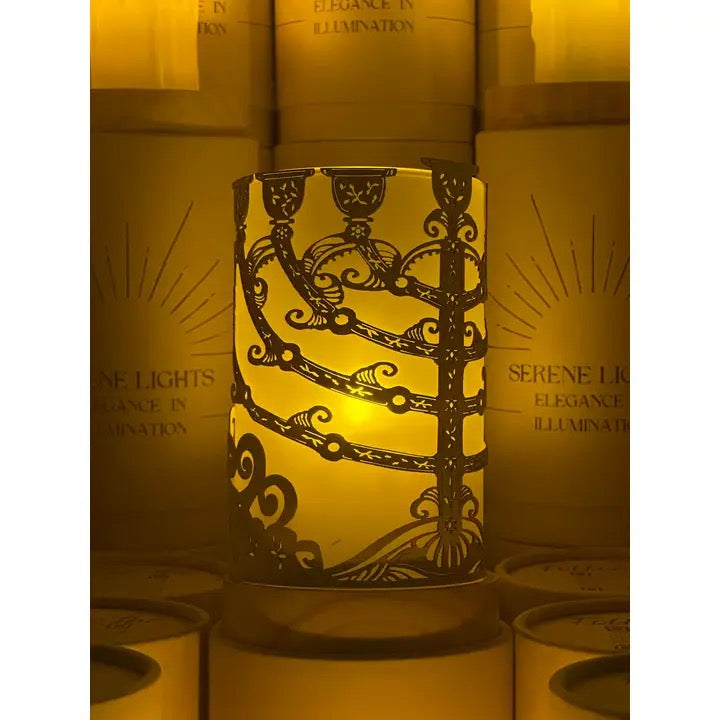 Menorah Candle Holder, Rechargeable LED Candle