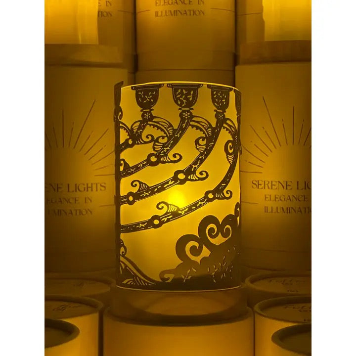 Menorah Candle Holder, Rechargeable LED Candle