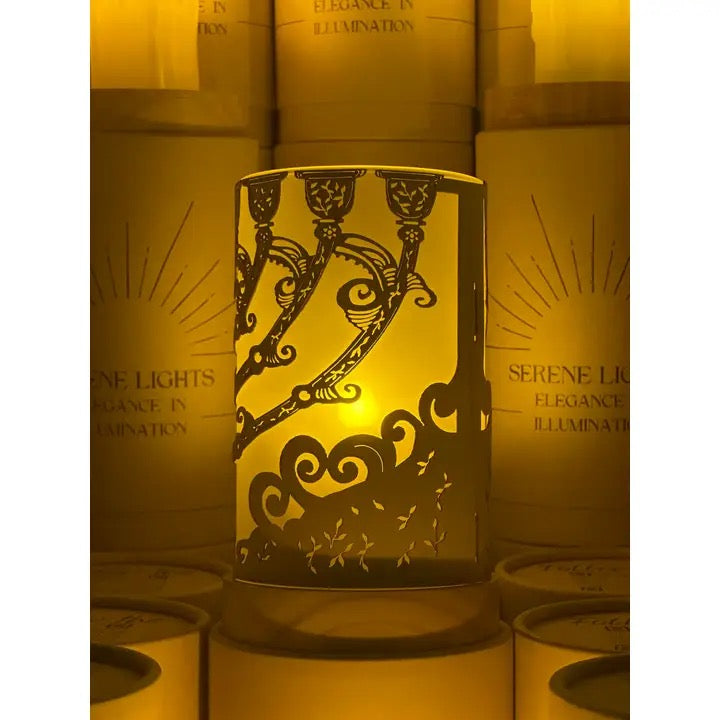 Menorah Candle Holder, Rechargeable LED Candle