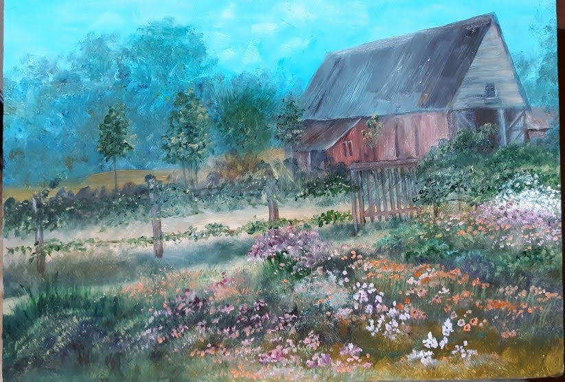 Farm Flowers Blank Greeting Card